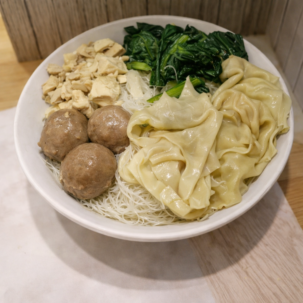 Bihun Ayam Baso & Pangsit Rebus Regular