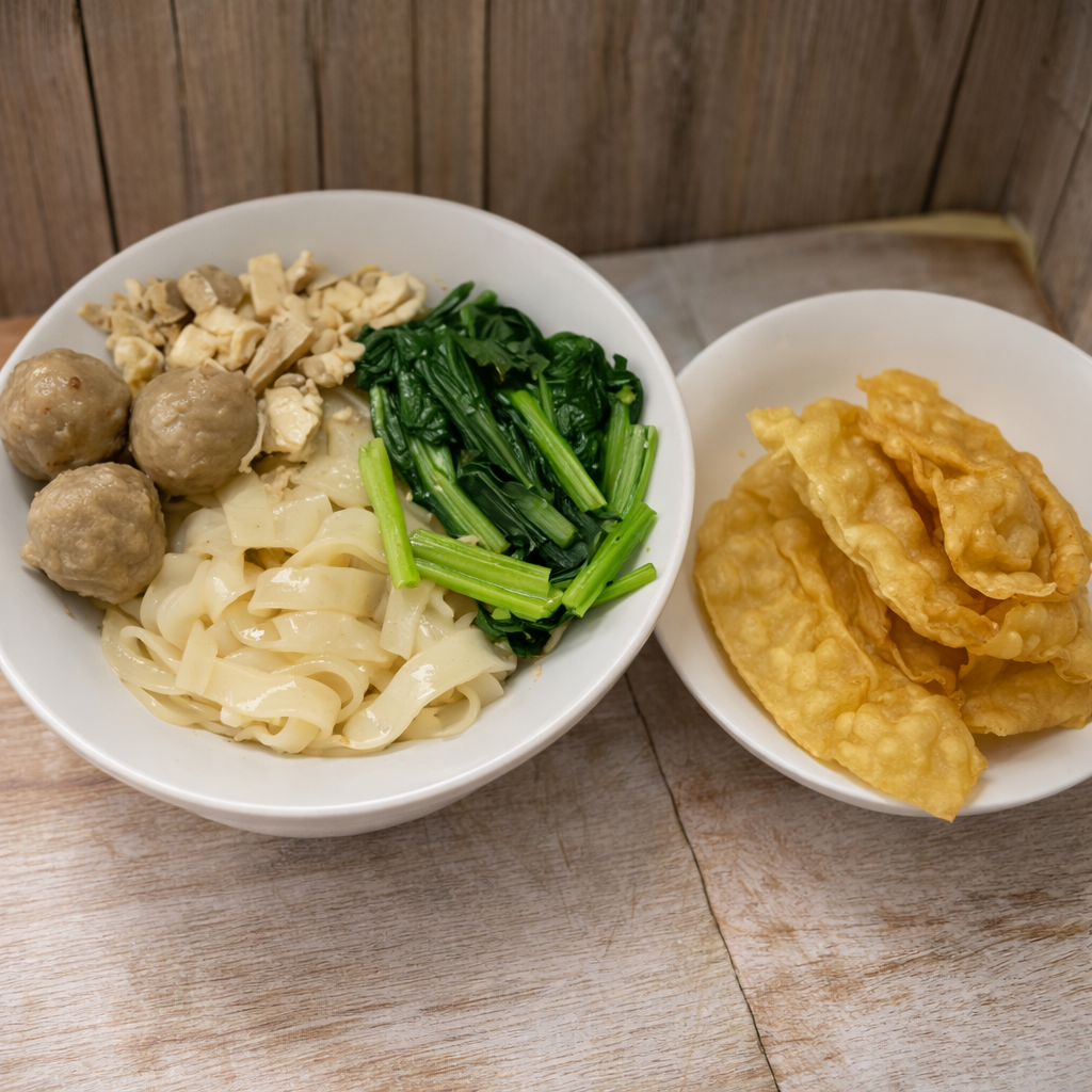 Kwetiau Ayam Baso & Pangsit Goreng Regular